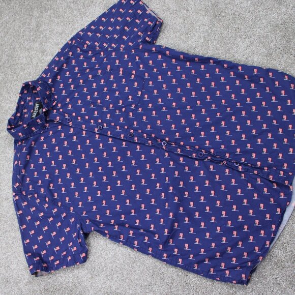 Massive USA Flag AOP Shirt Mens Medium Blue Cotton All Over Print S/S Button - Picture 6 of 12